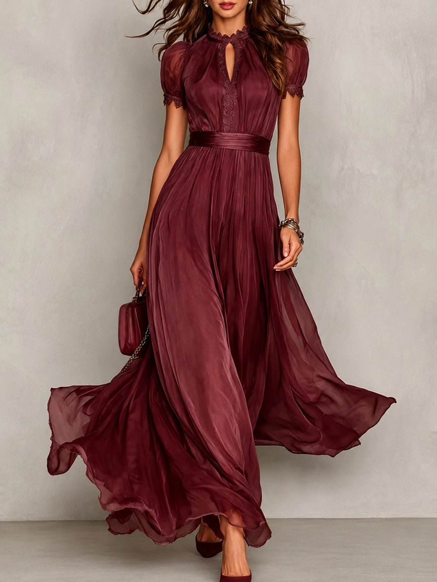 Women's Cocktail Dress with Vintage Neckline and Flattering Silhouette