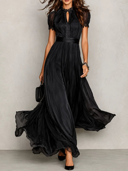 Women's Cocktail Dress with Vintage Neckline and Flattering Silhouette
