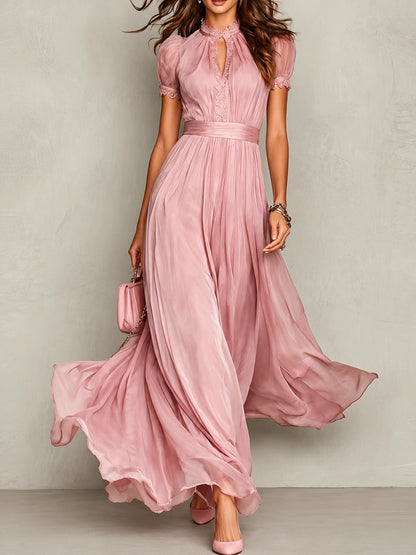 Women's Cocktail Dress with Vintage Neckline and Flattering Silhouette
