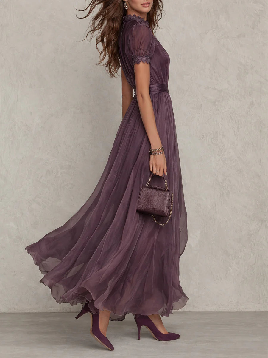 Women's Cocktail Dress with Vintage Neckline and Flattering Silhouette