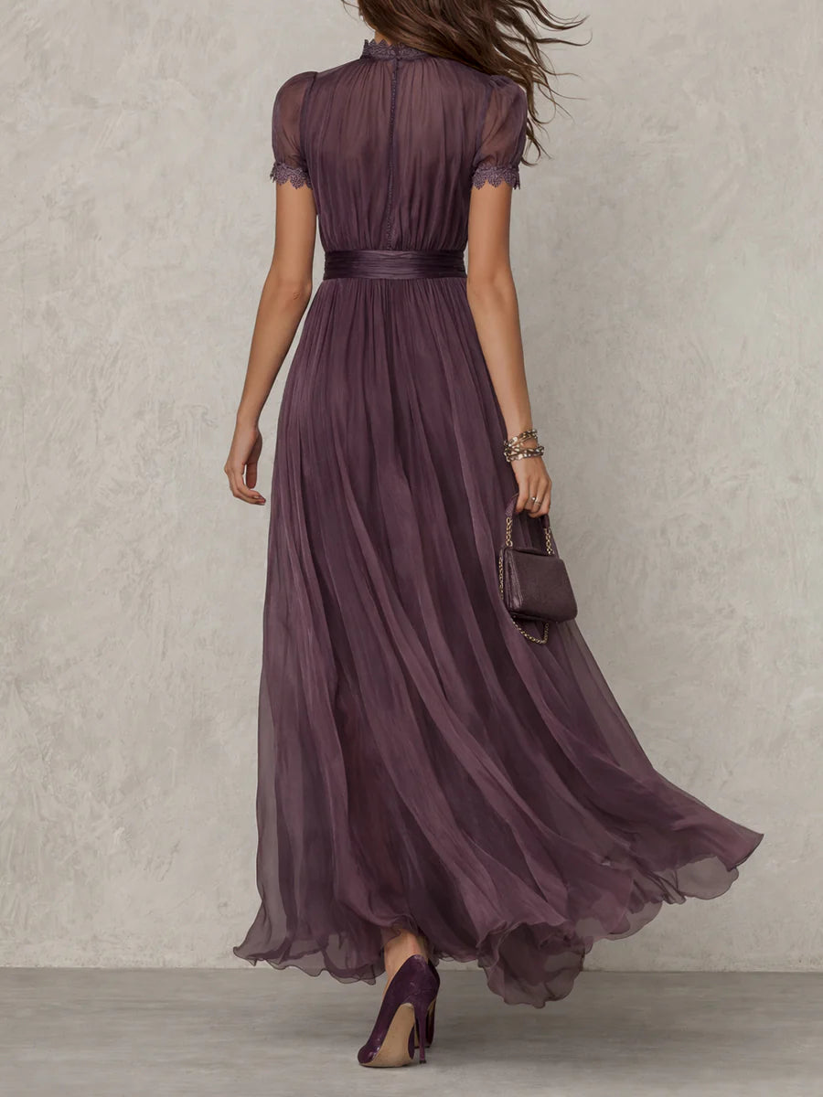 Women's Cocktail Dress with Vintage Neckline and Flattering Silhouette