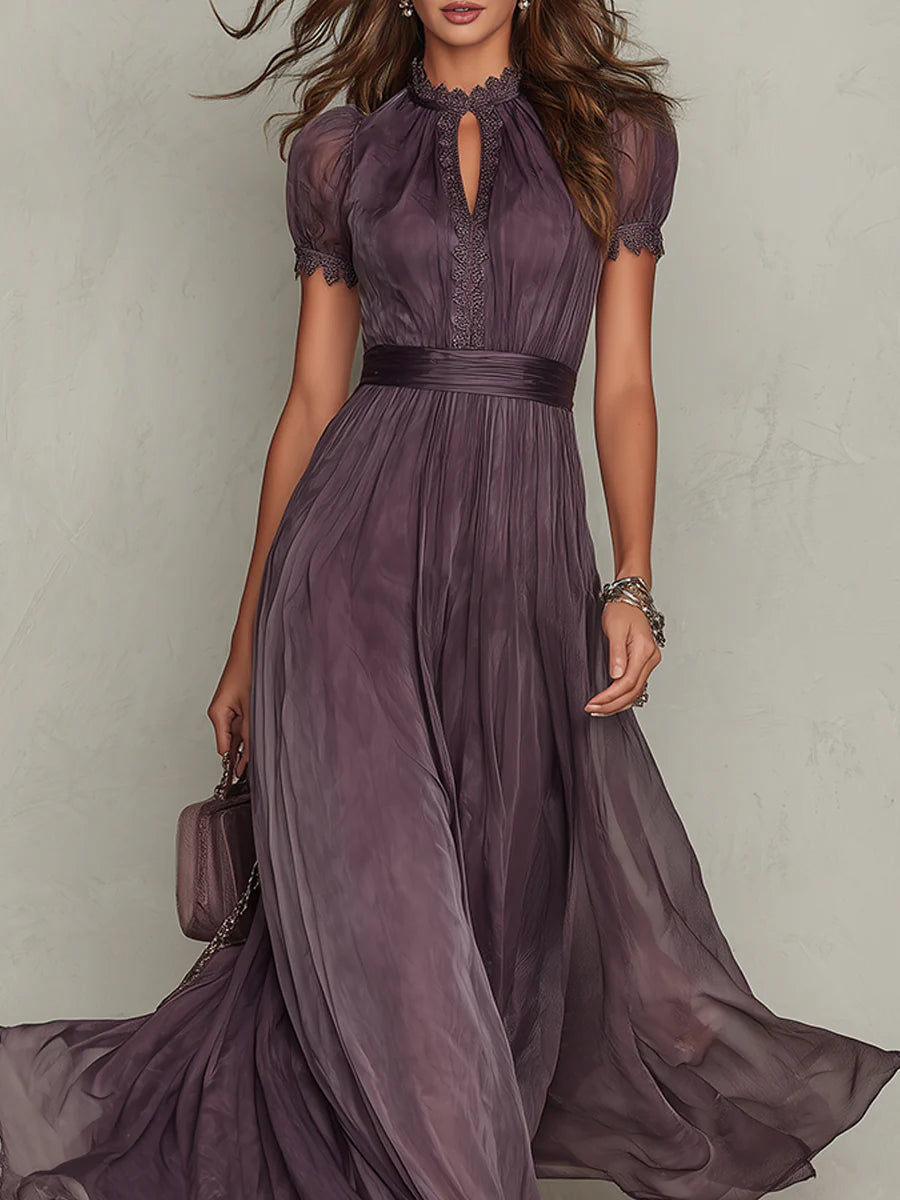 Women's Cocktail Dress with Vintage Neckline and Flattering Silhouette