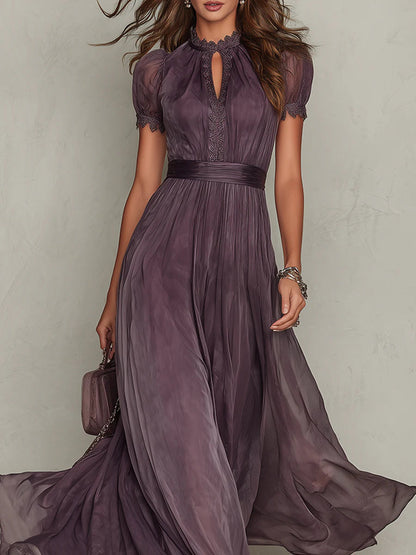 Women's Cocktail Dress with Vintage Neckline and Flattering Silhouette