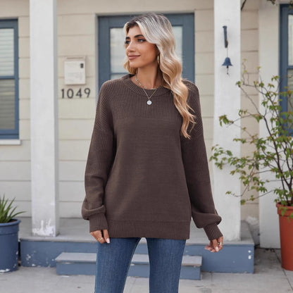 Women's Color Block Sweater with Loose Fit