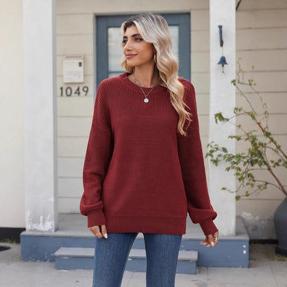 Women's Color Block Sweater with Loose Fit