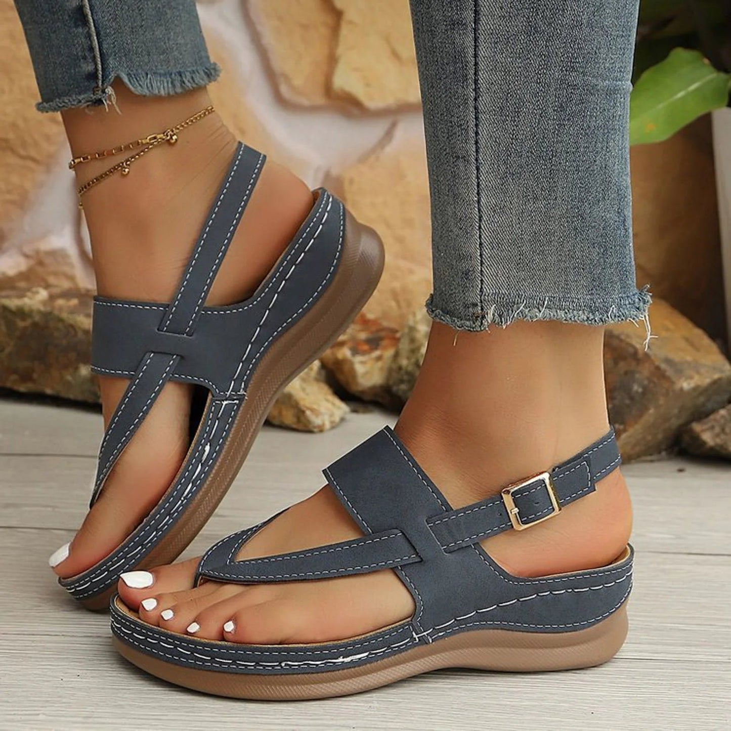 Women's Comfort Sandals with Thick Shock-Absorbing Base