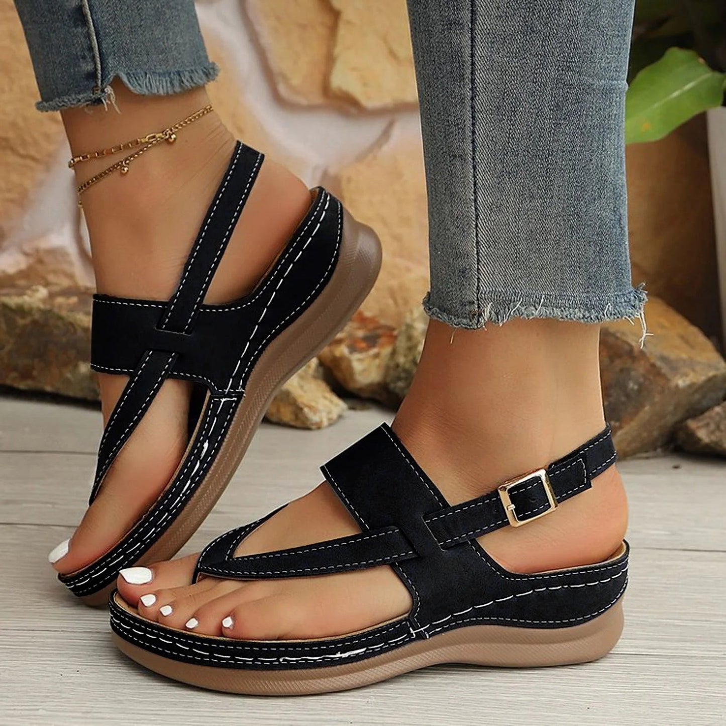 Women's Comfort Sandals with Thick Shock-Absorbing Base