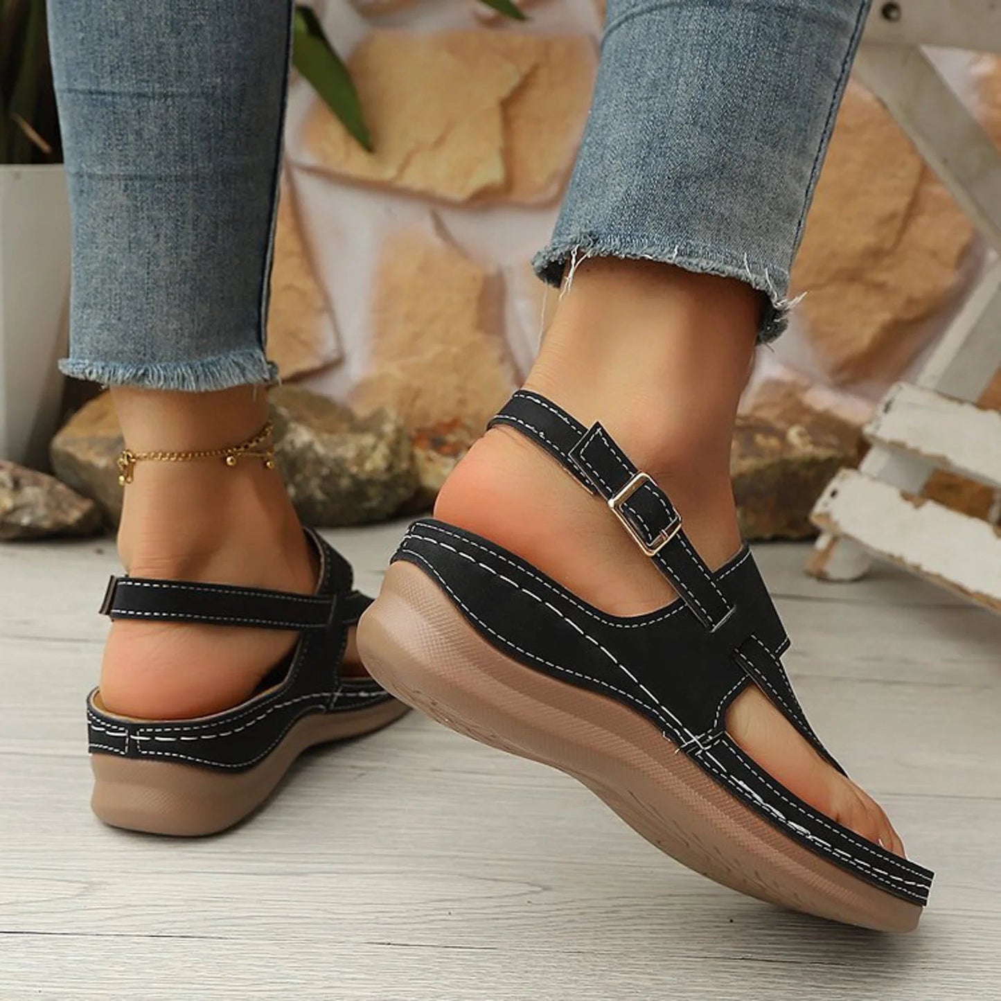 Women's Comfort Sandals with Thick Shock-Absorbing Base