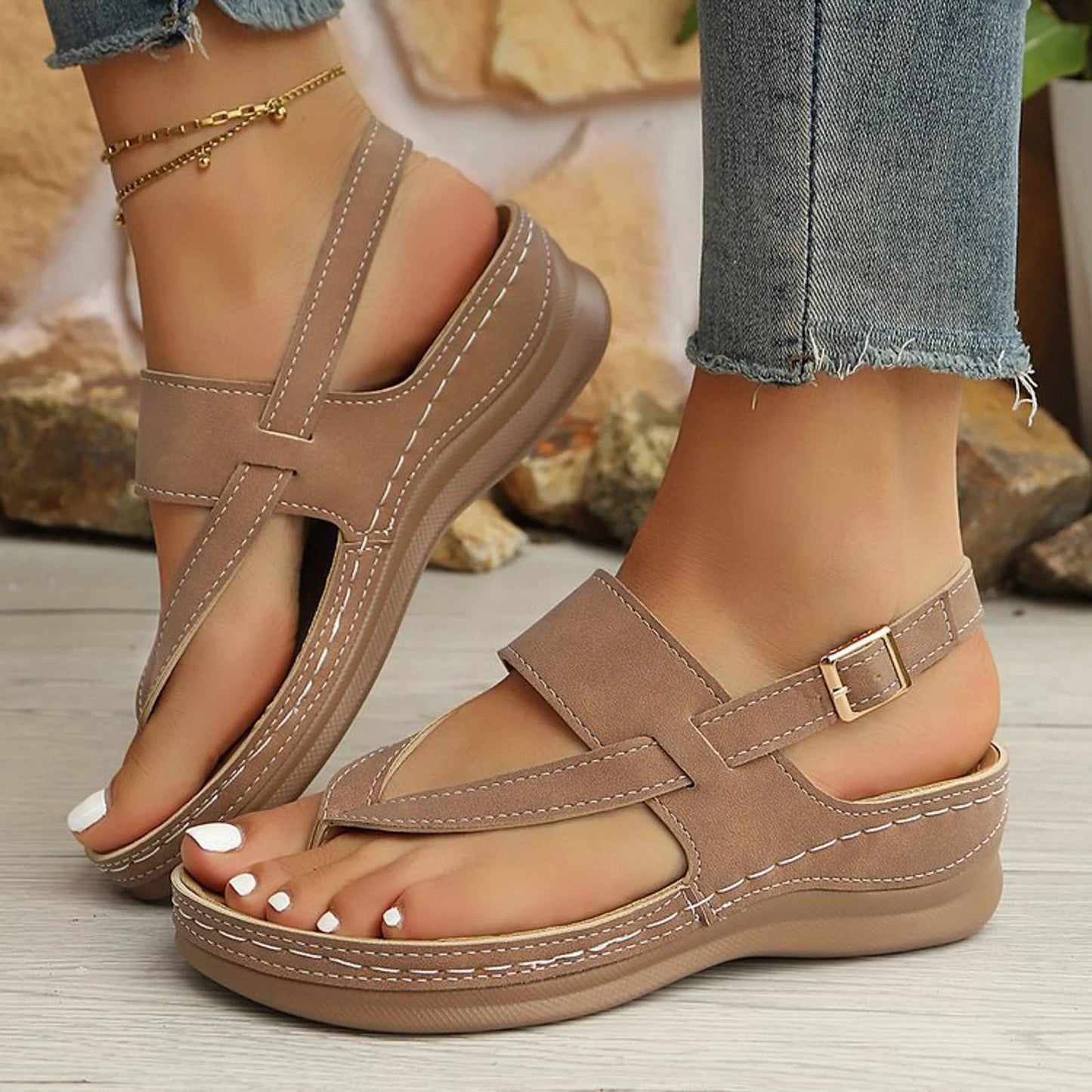 Women's Comfort Sandals with Thick Shock-Absorbing Base