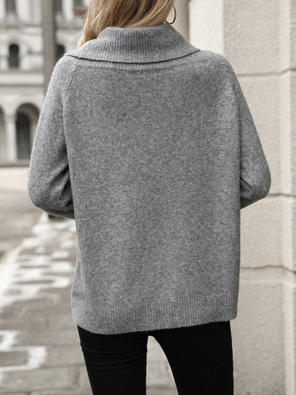 Women's Convertible Knit Jumper with Turtleneck and Off-Shoulder Style