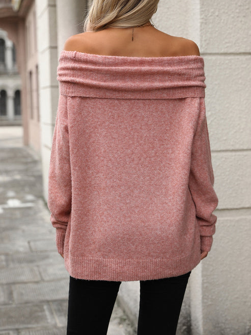 Women's Convertible Knit Jumper with Turtleneck and Off-Shoulder Style