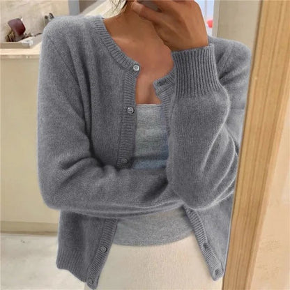 Women's Cropped Cardigan in Soft Brushed Knit for Effortless Style
