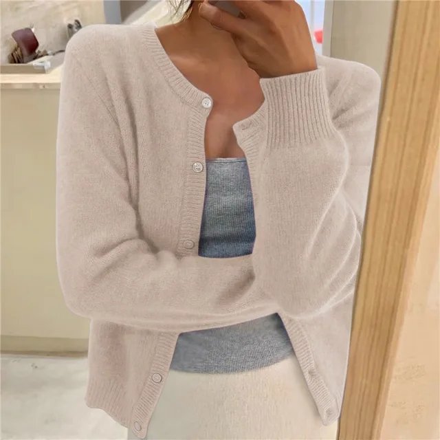 Women's Cropped Cardigan in Soft Brushed Knit for Effortless Style