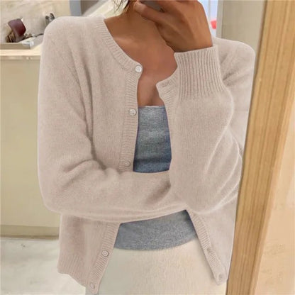 Women's Cropped Cardigan in Soft Brushed Knit for Effortless Style