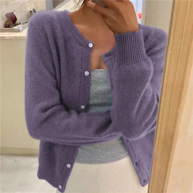 Women's Cropped Cardigan in Soft Brushed Knit for Effortless Style