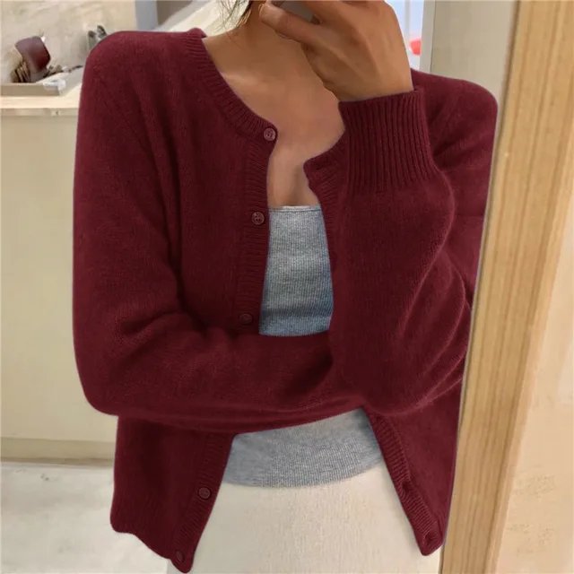 Women's Cropped Cardigan in Soft Brushed Knit for Effortless Style