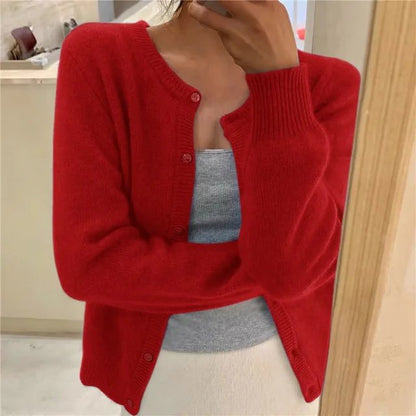 Women's Cropped Cardigan in Soft Brushed Knit for Effortless Style
