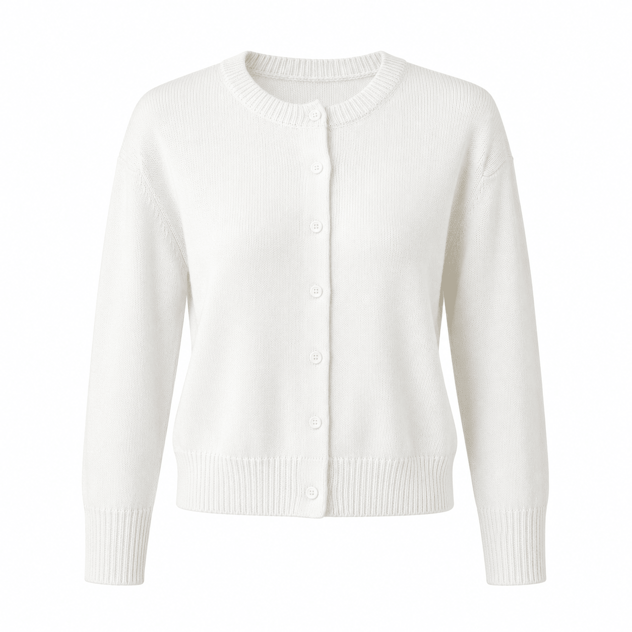 Women's Cropped Knit Cardigan with Button-Up Front - Elegant