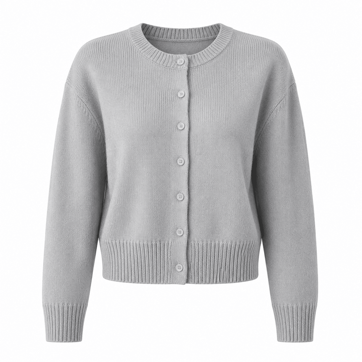 Women's Cropped Knit Cardigan with Button-Up Front - Elegant