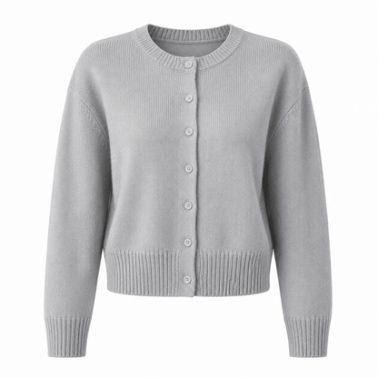 Women's Cropped Knit Cardigan with Button-Up Front - Elegant