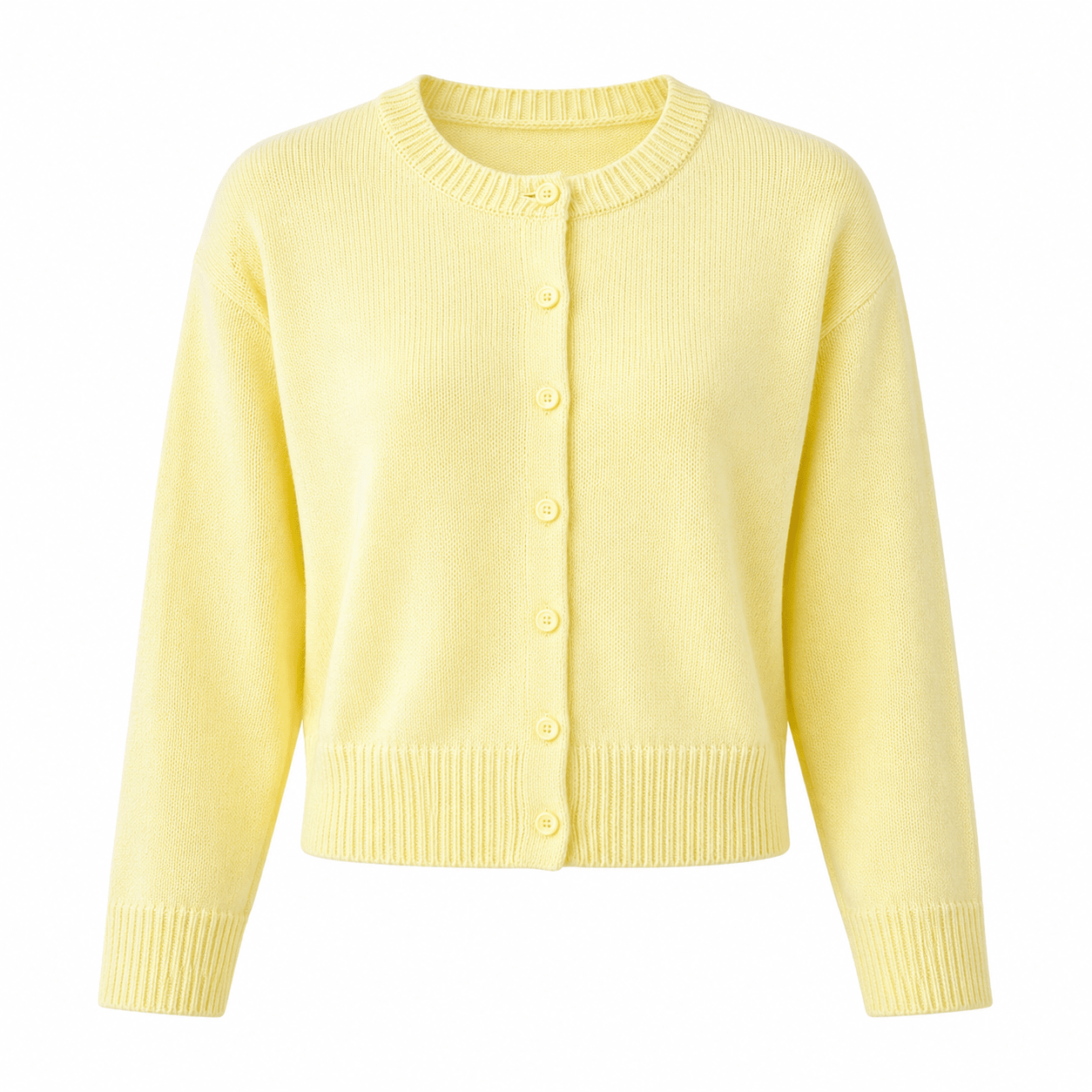 Women's Cropped Knit Cardigan with Button-Up Front - Elegant
