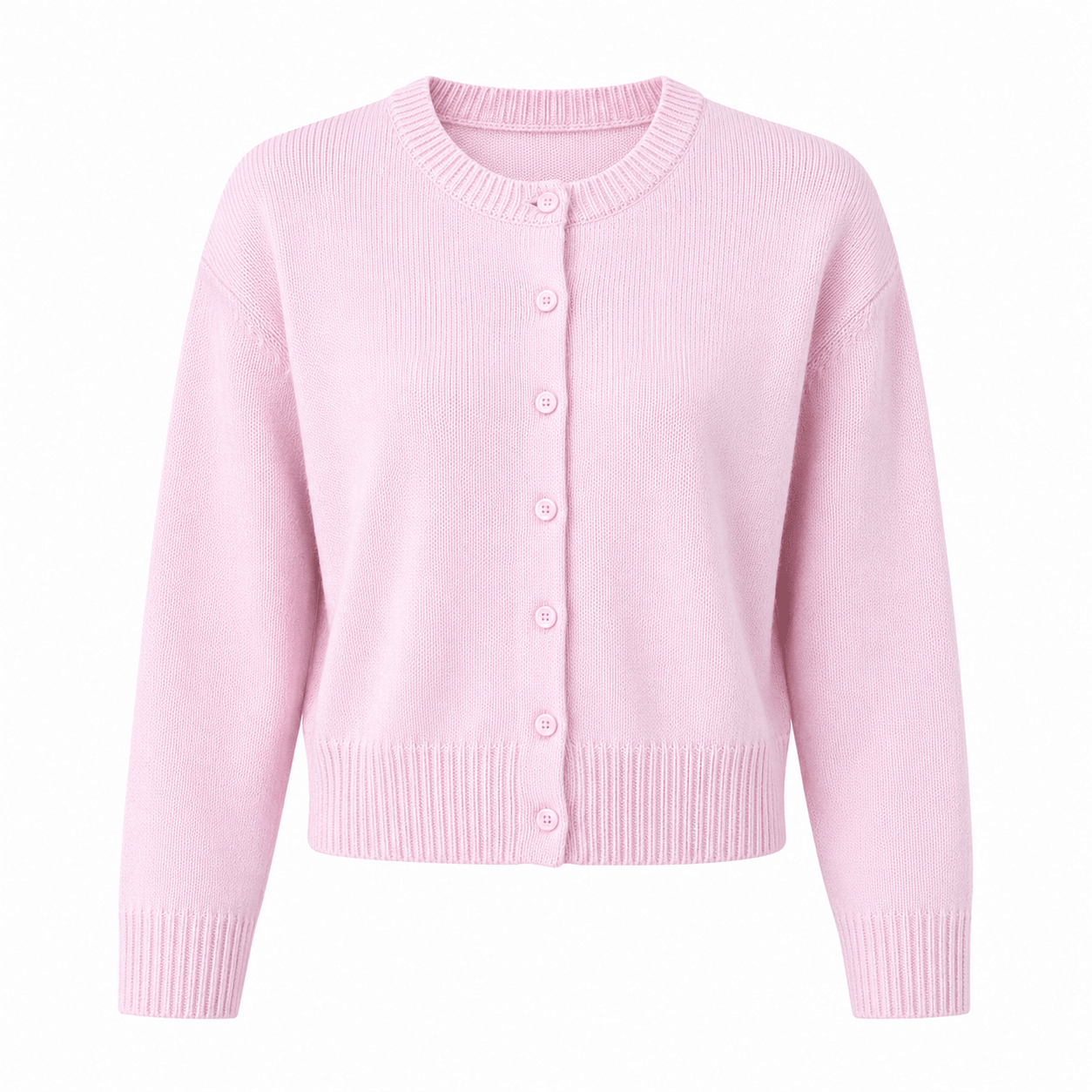 Women's Cropped Knit Cardigan with Button-Up Front - Elegant