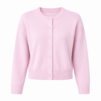 Women's Cropped Knit Cardigan with Button-Up Front - Elegant