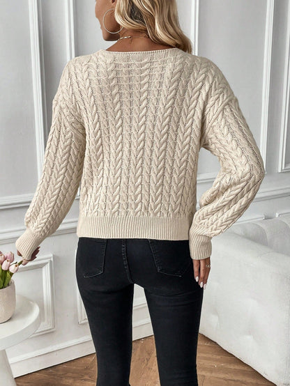 Women's Crossover Sweater with Dropped Shoulders and V-Neck