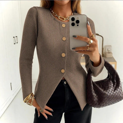 Women's Elegant Cardigan with Decorative Buttons in Soft Knit
