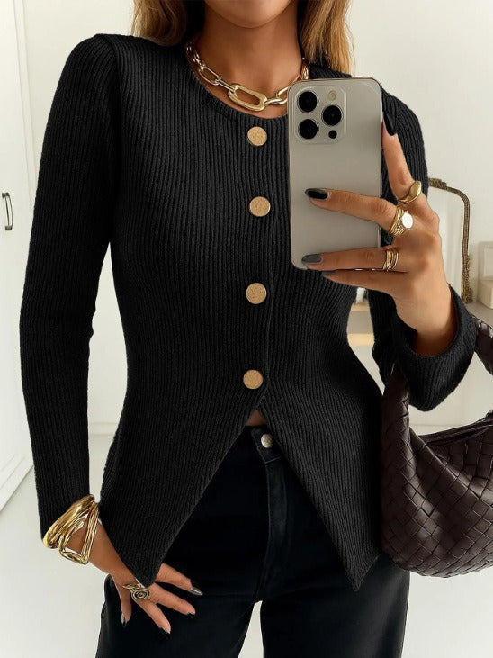 Women's Elegant Cardigan with Decorative Buttons in Soft Knit