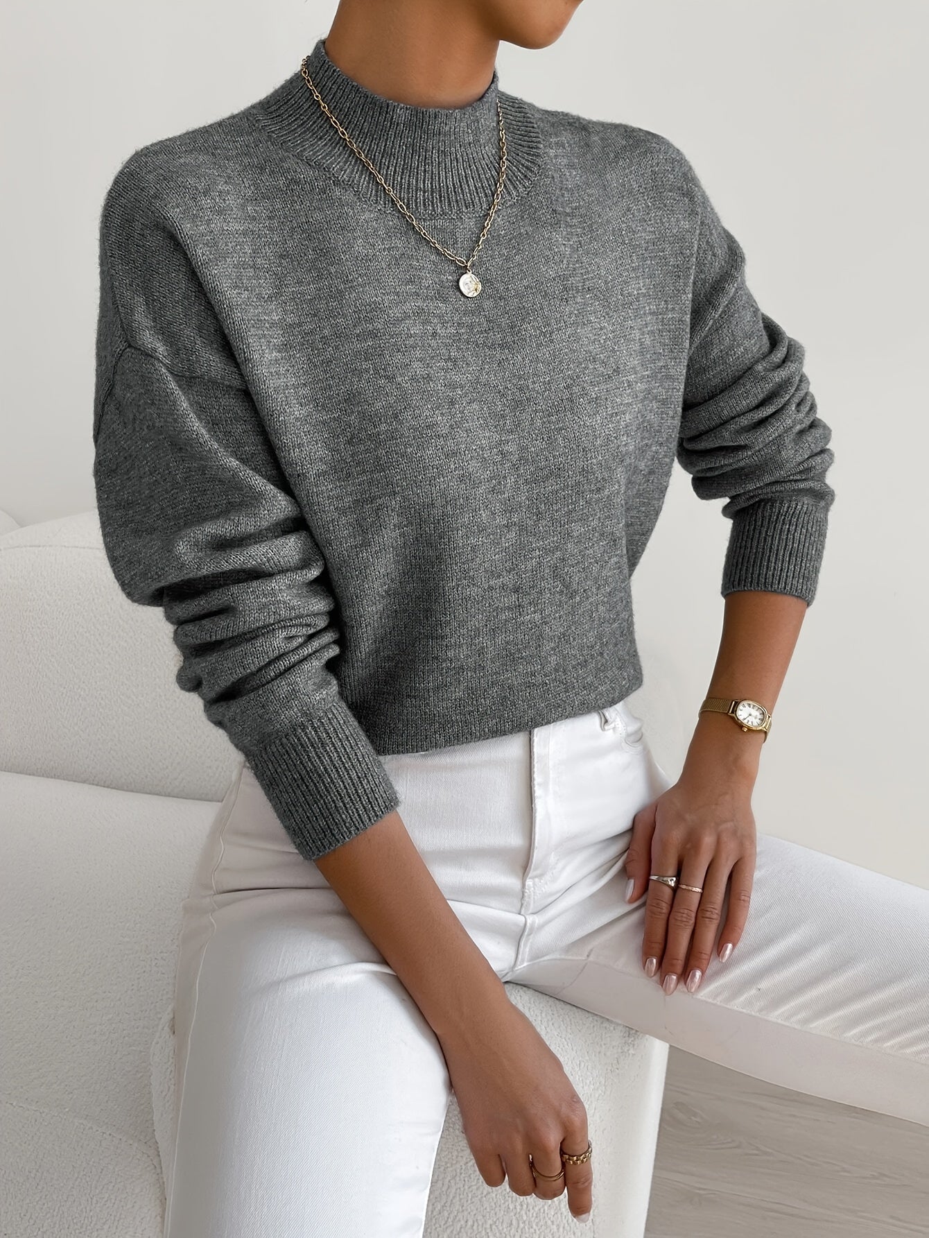 Women's Elegant Turtleneck Sweater with High Collar
