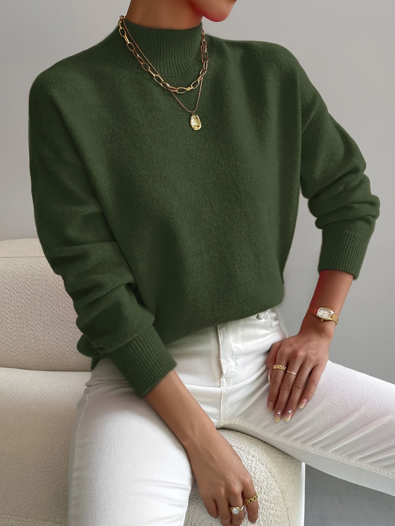 Women's Elegant Turtleneck Sweater with High Collar
