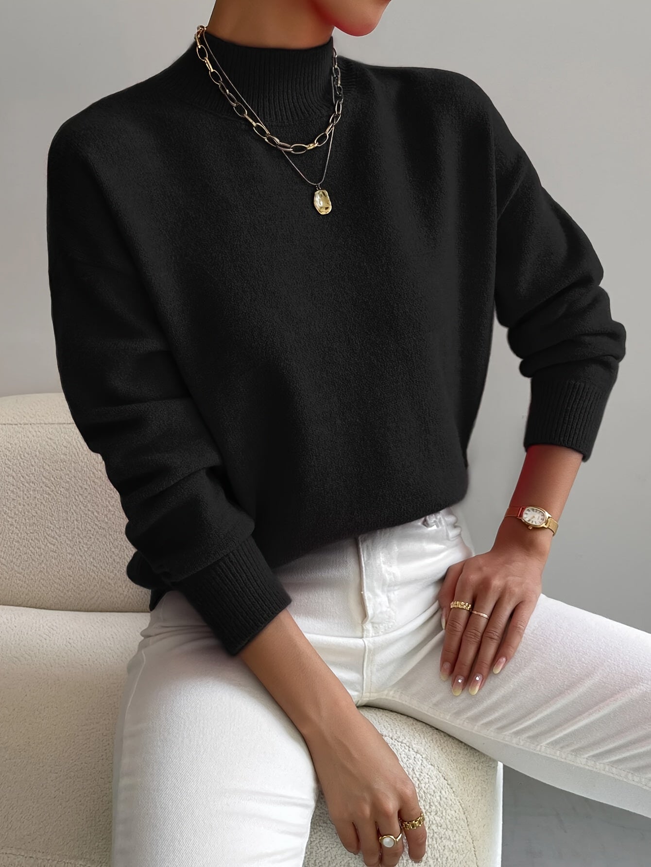 Women's Elegant Turtleneck Sweater with High Collar