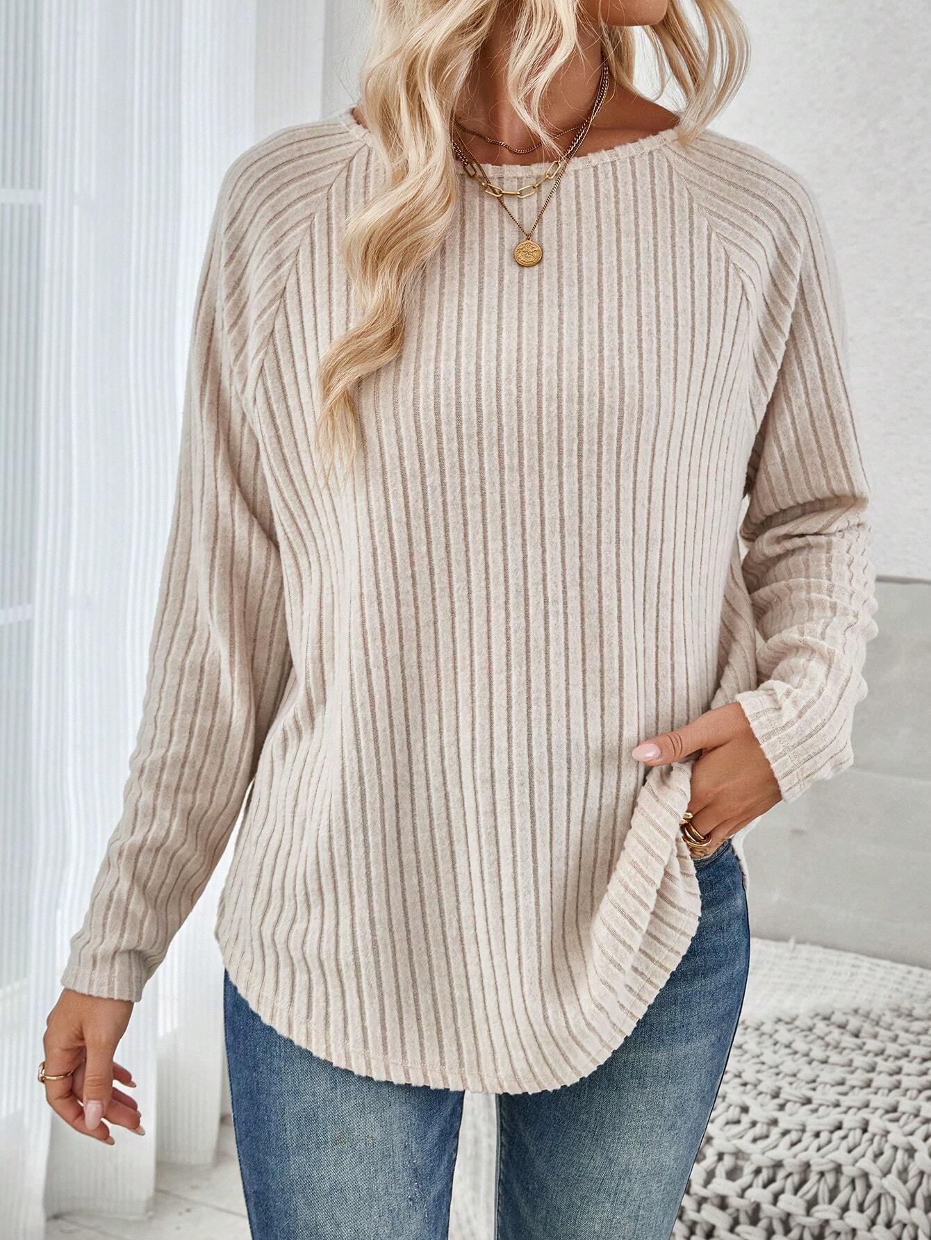 Women's Fine Knit Sweater with Elegant Ribbed Design
