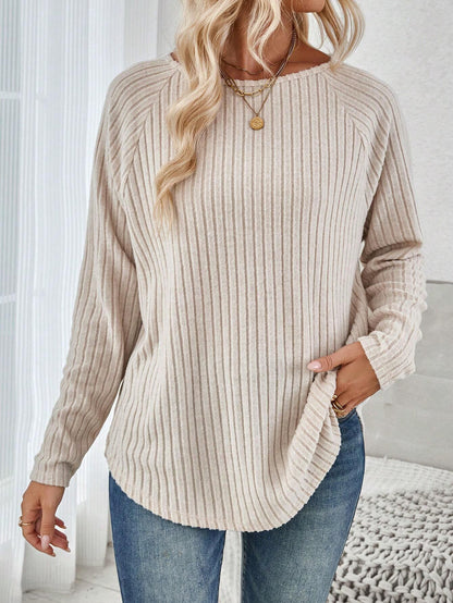 Women's Fine Knit Sweater with Elegant Ribbed Design