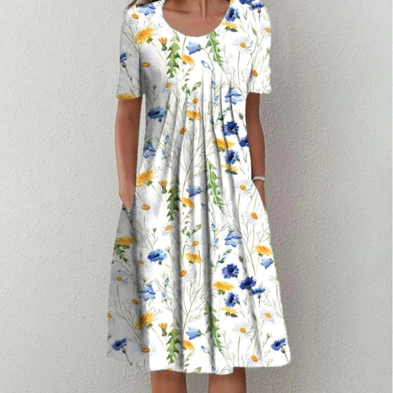 Women's Floral Dress with Structured Silhouette for Summer