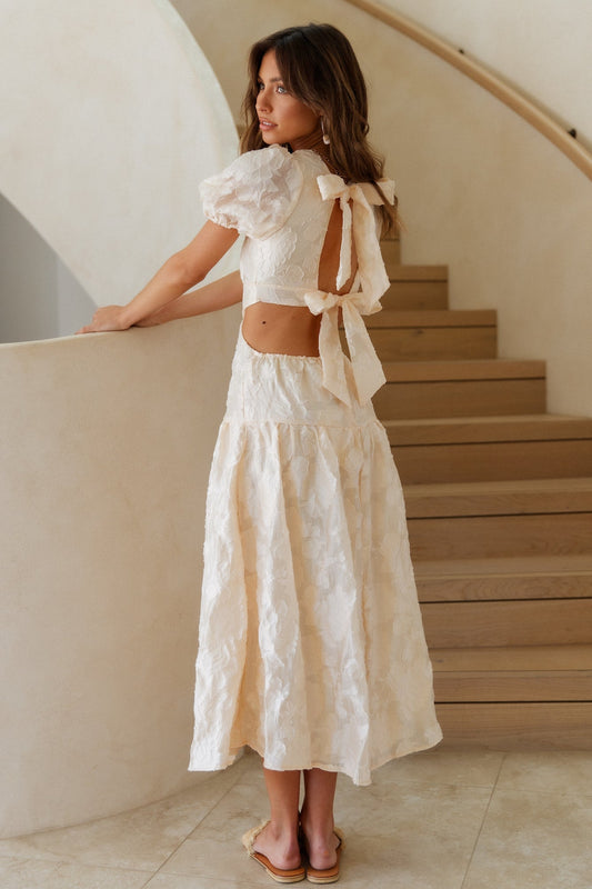 Women's Floral Maxi Dress with Puff Sleeves