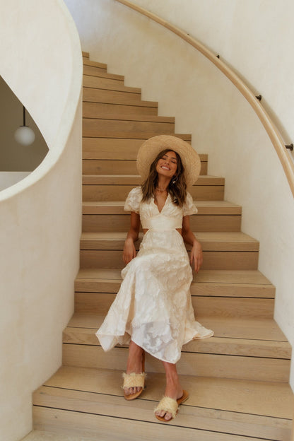 Women's Floral Maxi Dress with Puff Sleeves