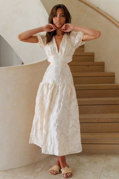Women's Floral Maxi Dress with Puff Sleeves