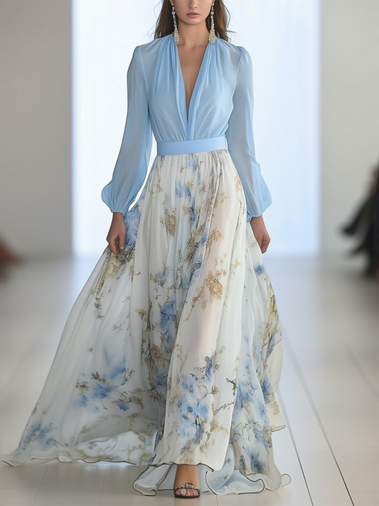 Women's Floral Maxi Dress with Romantic Pattern