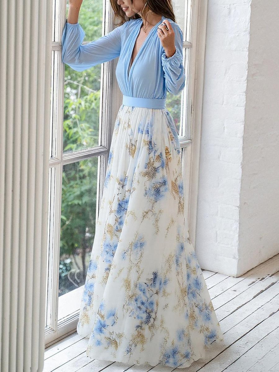 Women's Floral Maxi Dress with Romantic Pattern