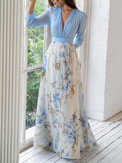 Women's Floral Maxi Dress with Romantic Pattern