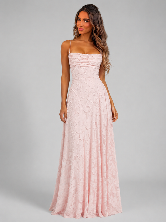 Women's Floral Maxi Dress with Sculpted Bodice