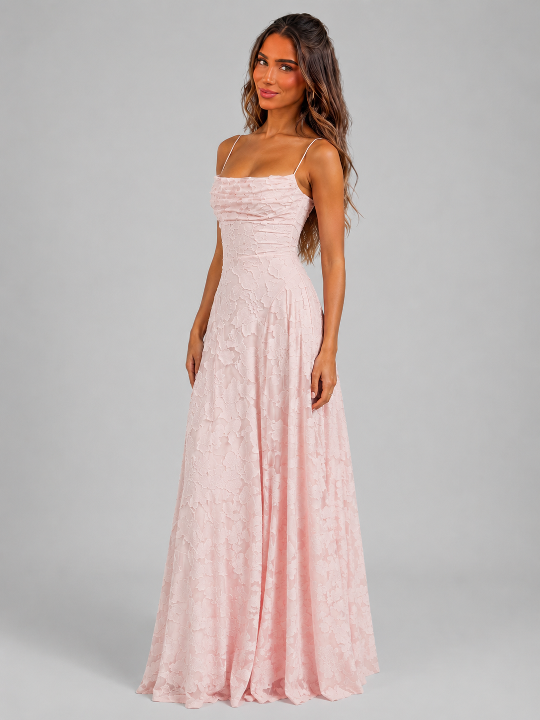 Women's Floral Maxi Dress with Sculpted Bodice