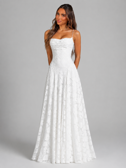 Women's Floral Maxi Dress with Sculpted Bodice