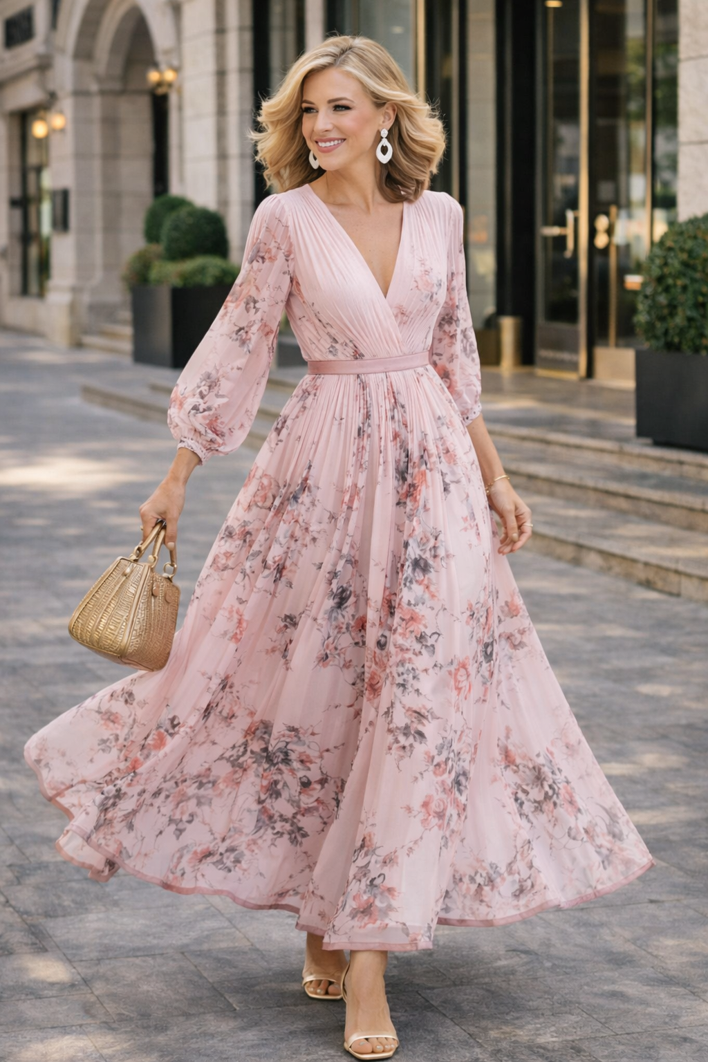 Women's Floral Maxi Dress with V-Neck for Summer Style