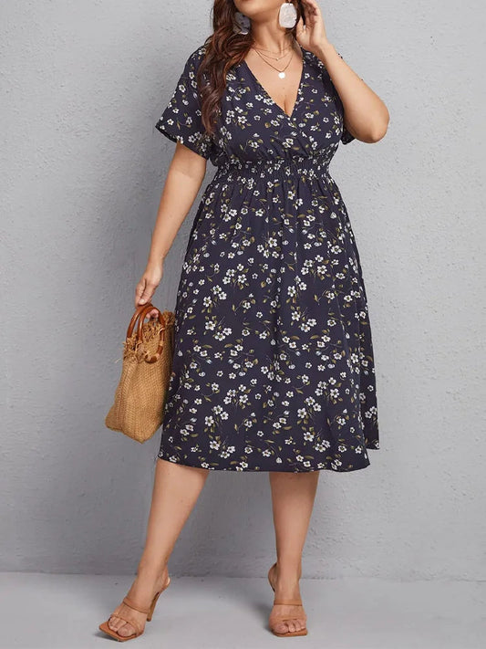 Women's Floral Summer Dress with V-Neck