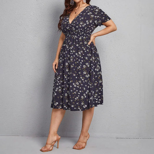 Women's Floral Summer Dress with V-Neck