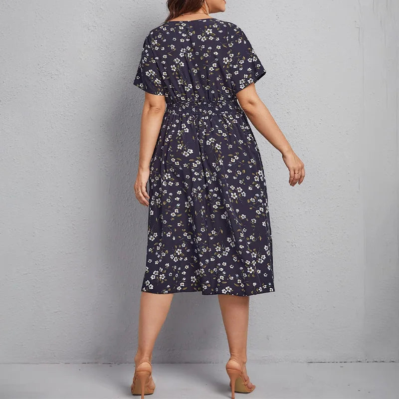 Women's Floral Summer Dress with V-Neck
