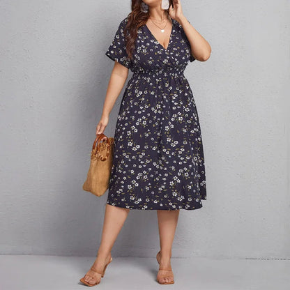 Women's Floral Summer Dress with V-Neck